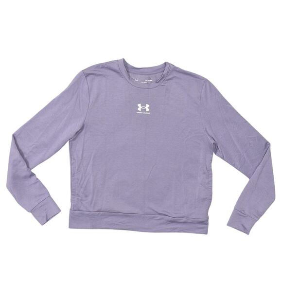 Under Armour Loose Crew Neck Solid Purple Pullover Sweatshirt Women's Small - Picture 1 of 7